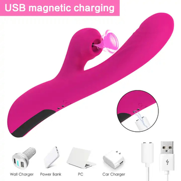Dual Motor G Spot Vibrator , 10 Modes Massager Heating Tongue Vibrator Toy