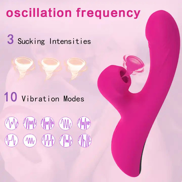 Dual Motor G Spot Vibrator , 10 Modes Massager Heating Tongue Vibrator Toy