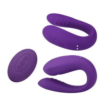 Silicone Remote Control Vibrator , U Shape G Spot Sucking Clitoris Vibrator