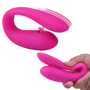 Silicone Remote Control Vibrator , U Shape G Spot Sucking Clitoris Vibrator