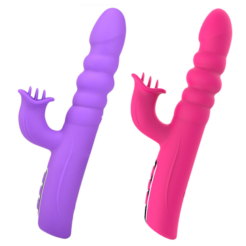 Telescopic Licking Sucking Tongue Vibrator 8 Frequency Pussy Anal Plug Massager