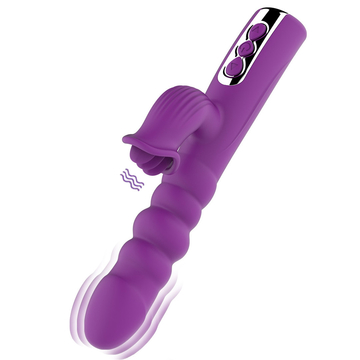Telescopic Licking Sucking Tongue Vibrator 8 Frequency Pussy Anal Plug Massager