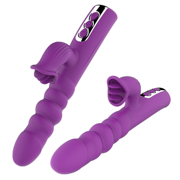 Telescopic Licking Sucking Tongue Vibrator 8 Frequency Pussy Anal Plug Massager