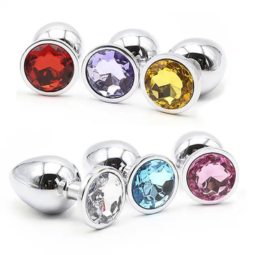Silver Crystal Anal Plug Sex Toys Jewel Butt Metal Massager For Women