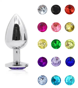 Silver Crystal Anal Plug Sex Toys Jewel Butt Metal Massager For Women