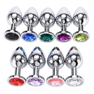 Silver Crystal Anal Plug Sex Toys Jewel Butt Metal Massager For Women