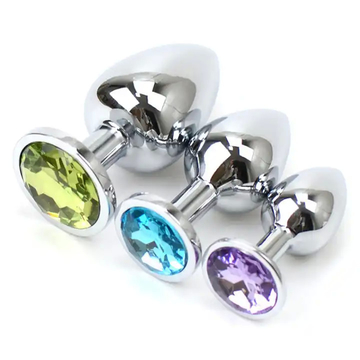 Silver Crystal Anal Plug Sex Toys Jewel Butt Metal Massager For Women