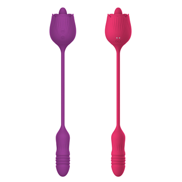 2 In 1 Rose Vibrator Toy 10 Frequency Clitoral Sucking Female Masturbators