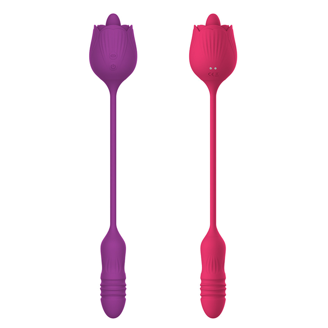 2 In 1 Rose Vibrator Toy 10 Frequency Clitoral Sucking Female Masturbators