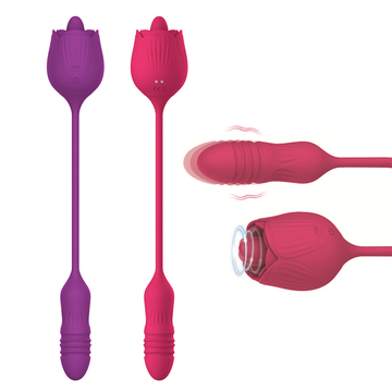 2 In 1 Rose Vibrator Toy 10 Frequency Clitoral Sucking Female Masturbators