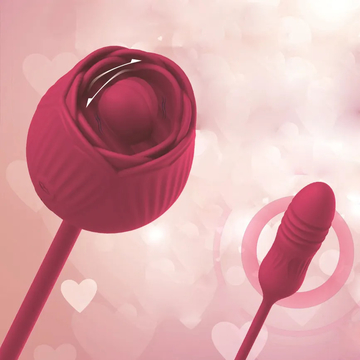 Waterproof Rose Vibrator Toy 2 In 1 Tongue Licking Nipple Clitoris Sucking Jumper