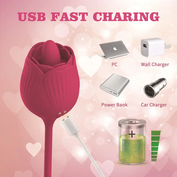 Waterproof Rose Vibrator Toy 2 In 1 Tongue Licking Nipple Clitoris Sucking Jumper